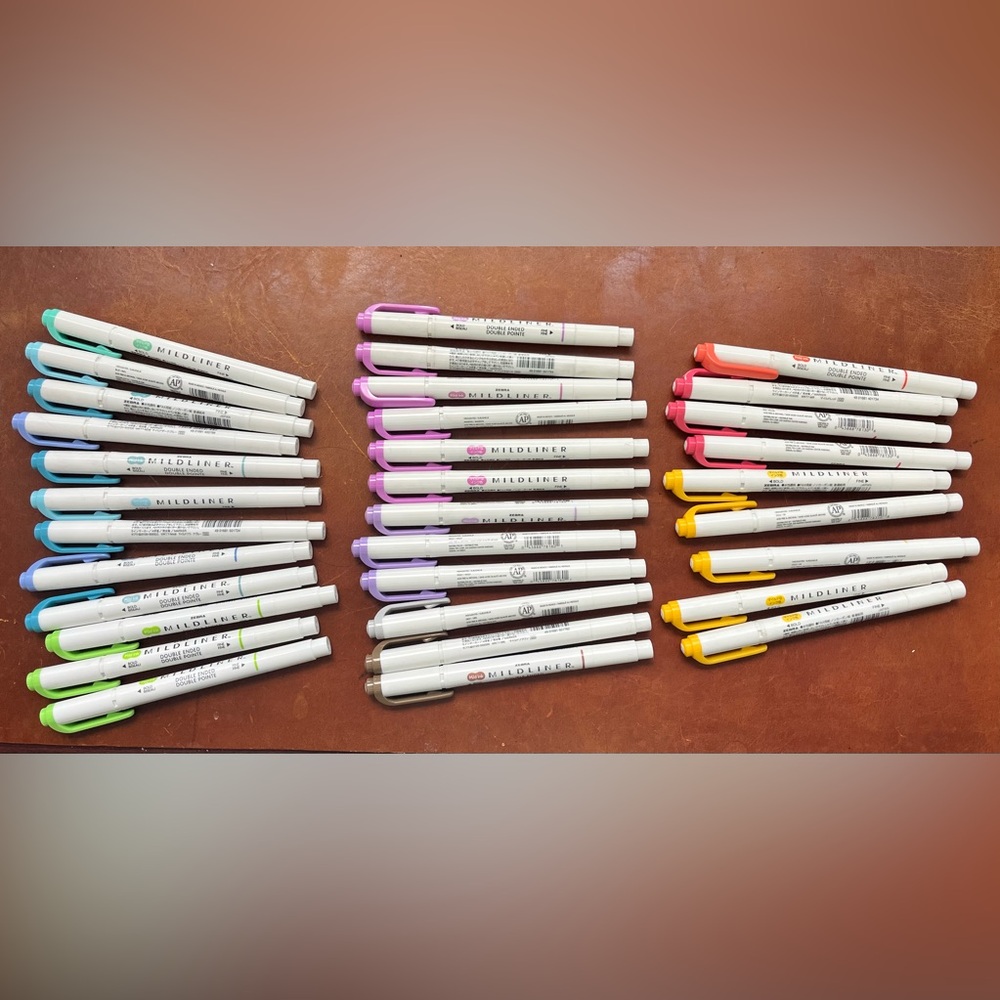 Set of 33 Zebra Mildliner Double Ended Highlighter Pens Stationery Japanese New